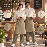 Uniforme de cuisine unisexe léger en sergé à manches longues, respirant, à fermeture boutonnée, imprimé par transfert thermique, coupe ample pour restaurant