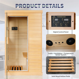 Odanın köşesinde 2-4 kuru buhar fonksiyonu satışı için Modern tasarlanmış kırmızı ahşap kızılötesi Sauna odası - Product Image 3