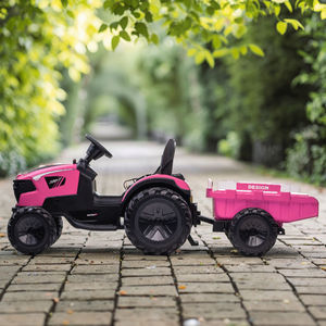 粉色塑料骑乘玩具儿童牵引车，带儿童拖车电池 - Product Image 6