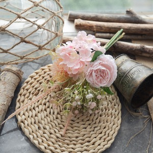 Bouquet de fleurs artificielles CallaFloral, roses roses, hortensias, décoration murale, décoration intérieure CF01304 - Product Image 1