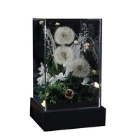 Groothandel Luxe Cadeau Ge conserveerde Paardenbloem Eeuwige Bloem Kerst LED Licht Ge conserveerde Bloem Glazen Bol Koepel Ge conserveerde Bloem