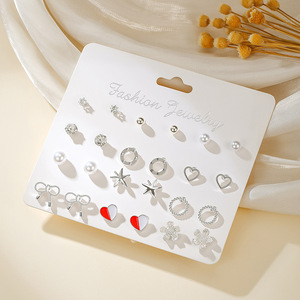 Boucles d'oreilles tendance en alliage de zinc et titane, motif cœur, nœud et géométrique, bijoux cadeau, origine Yiwu - Product Image 4