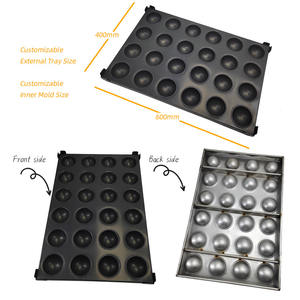 Plateau de cuisson commercial industriel pour boulangerie, 24 moules antiadhésifs, moule à dessert sphérique, moule à cupcakes semi-sphériques, moule à muffins - Product Image 3