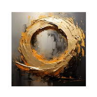 Tableau mural sur toile sans cadre, peint à la main, abstrait moderne de luxe, cercle épais en impasto, décor au couteau à palette, vente en gros directe d'usine