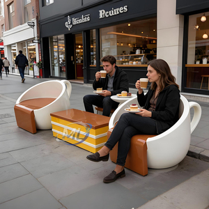 Creative Outdoor Coffee Cup Design Lounge Chair and <b>Table</b> <b>Set</b> Fiberglass Coffee Cup Chair <b>Table</b> <b>Set</b> for Cafe Interior - Product Image 6