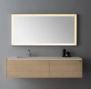 Hot Sale Luxury Modern Lighted Mirror Bathroom Basin Sink Storage Vanity Top Bathroom Vanity