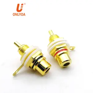 Onlyoa dourado banhado rca, suporte de painel fêmea, soquete conector, tipo de solda