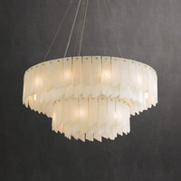 Lustre en marbre moderne et minimaliste Lampe suspendue de luxe en cuivre et albâtre pour salon et salle à manger