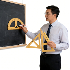 Juego de Matemáticas de Madera Maciza, Compás, Triángulos, Juego de Enseñanza para el Aula, Demostración, Grandes Herramientas de Enseñanza Geométrica, Regla - Product Image 6