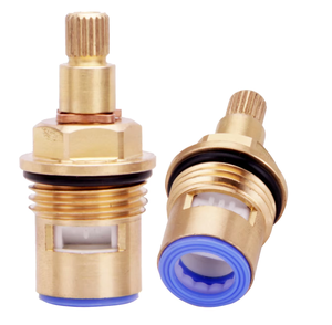 Tige de valve de robinet d'évier de salle de bain en laiton 2pcs <span class=keywords><strong>disque</strong></span> en céramique chaud et froid 20 dents quart de tour 1/2,50mm X 10mm robinet de longueur cannelée - Product Image 1