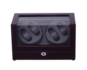 Caja enrolladora de reloj automática de cuero de madera clásica 4 + 0, soporte de exhibición de almacenamiento seguro, Motor silencioso, 4 ranuras con parada abierta - Product Image 3