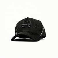 Casquettes de baseball sportives réglables 5 panneaux en daim noir à visière, doublure satinée, haute qualité, modèle Gorras Gallo Fino X Tito Double P, marque Marca