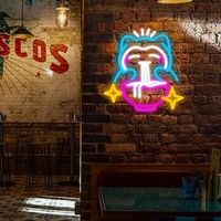 Signes flexibles au néon colorés avec acrylique Ramen nouilles chat caractère lumineux LED signalisation corps de lampe en Silicone pour la décoration d'affaires