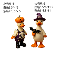 Figurines de canard d'Halloween en résine, statue de canard avec design de chapeau de sorcière citrouille, ornement de table pour la décoration de la maison à l'Halloween