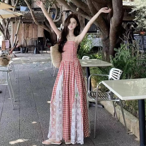 Wholesale Red White Checkered Dress Ideal for Beach Wear | Alibaba.com