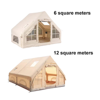 Tente Gonflable Portable 6 Places en PVC Oxford avec Poignée de Cheminée, Toutes Saisons, pour Camping Hivernal et Glamping
