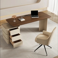 Bureau Minimaliste de Luxe Léger, Style Crème, Vintage, en Bois Massif, pour Étude, Écriture, Salon de Beauté, Table de Consultation, Bureau de Travail