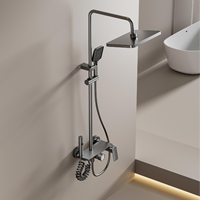 Ensemble bain-douche moderne gris de luxe Robinets thermostatiques de haute qualité Montage mural pour appartement Salle de bain Utilisation douce Pluie brossée