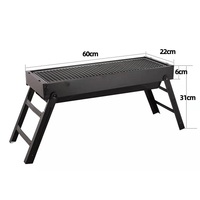 Barbecue portable ultra-simple pour l'extérieur, mini barbecue au charbon de bois pliable de 35 cm, adapté au camping (2 à 3 personnes).
