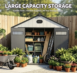 Caseta <span class=keywords><strong>de</strong></span> Almacenamiento para Jardín <span class=keywords><strong>de</strong></span> <span class=keywords><strong>Resina</strong></span> Resistente al Agua 6x4 8x6 10x8, Armario <span class=keywords><strong>de</strong></span> Almacenamiento <span class=keywords><strong>Exterior</strong></span> Ventilado con Cerradura para Jardín - Product Image 5