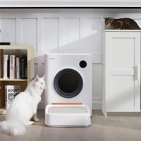 Kotak Pasir Kucing Oval Stainless Steel Pembersih Otomatis Perlindungan Keamanan Empat Lapis Pemantauan Aplikasi Pintar Kapasitas Besar 65L untuk Kucing