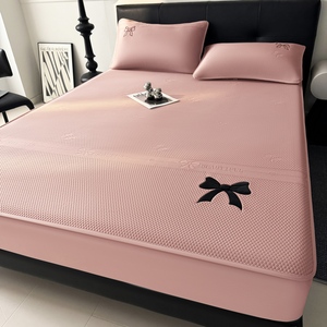 Fitted Ice Silk Bed <b>Sheet</b> 0.9m Embroidered Breathable Summer Home Use - Product Image 4