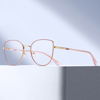 MS 82156 Nuevo Diseño 2024 Gafas Ópticas de Metal para Mujer Montura Redonda Antiluz Azul Colorida Brillante Agente de Envío Personalizado