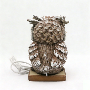 פסל ינשוף לבן עשוי שרף עם תאורת לד זוהרת לגינה, ליל כל הקדושים ומנורת שולחן לחג המולד - Product Image 6