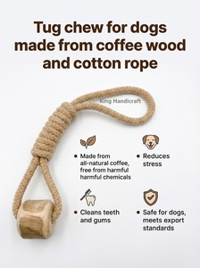 OEM ODM Modern Squeaky Coffee Wood <b>Rope</b> Tug with Cotton <b>Rope</b> Long-Lasting Chewing Fun Natural Dog Training Toy From Vietnam - Product Image 5