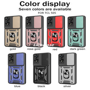 Lichicase Acier Pris En Charge Push Fenêtre Lentille Protection TPU Hybride PC Bumper Case pour TCL 505 Téléphone Sac - Product Image 2
