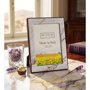 Beltrami Photo <b>Frame</b> <b>4x6</b> Silver Plated Made in Italy Marble Design - Product Image 2