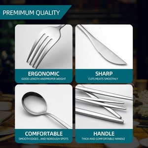 Mạ vàng thép không gỉ <span class=keywords><strong>Flatware</strong></span> <span class=keywords><strong>Set</strong></span> thân thiện với môi sang trọng kim loại dao kéo cho khách sạn bên đám cưới-Craftsman phong cách thiết kế - Product Image 5