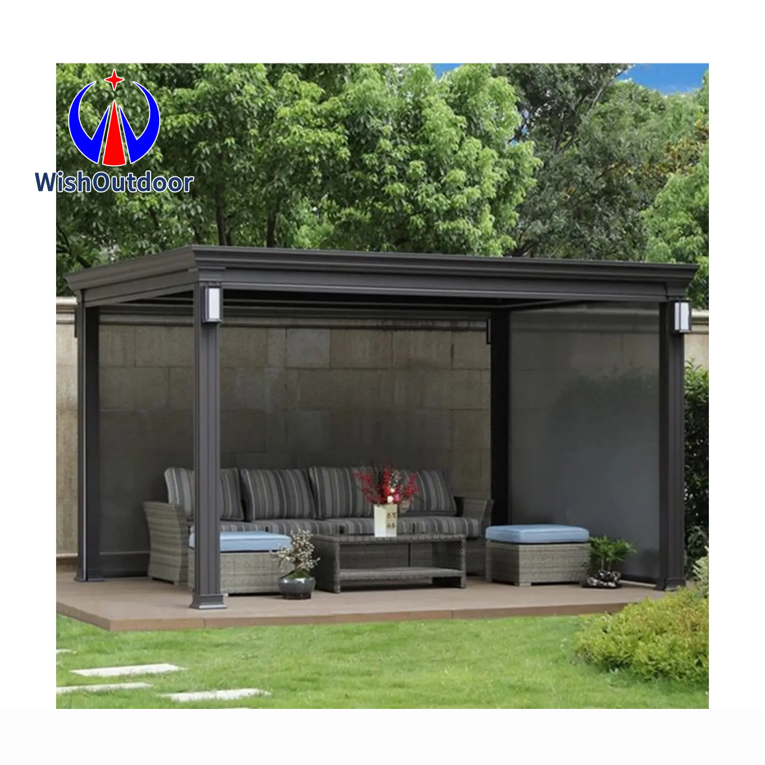 Nhôm louver mái điện pergola vườn louvered kim loại pergola hiện đại dù để che nắng nhôm không thấm nước gazebo