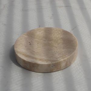 Beige Travertine Soap Dish Decorative <strong>Tray</strong> for Bathroom <strong>Round</strong> Small Jewelry Dish Vanity Coffee <strong>Table</strong> - Product Image 1