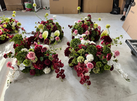 Bouquet de fleurs artificielles fait main rouge bordeaux pour mariage, avec lys calla, roses et hortensias, boule de fleurs de 60 cm pour centre de table