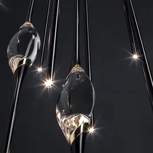 2023 ý tưởng sản phẩm mới hiện đại ánh sáng mặt dây chuyền Bắc Âu cao dài Trần thủy tinh đèn tùy chỉnh lớn dự án LED Đèn chùm ánh sáng - Product Image 5