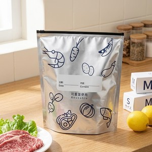 Bolsas de Aluminio para Almacenamiento de Alimentos, Rectangulares, con Cierre Hermético, Aptas para Congelador, Reutilizables, para Carne y Verduras - Product Image 1