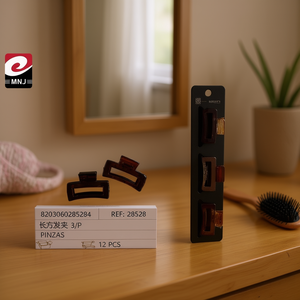 Rectangular Hair Clip 3/P Black Brown 12 Pcs For Women Hair Accessories - Product Image 3