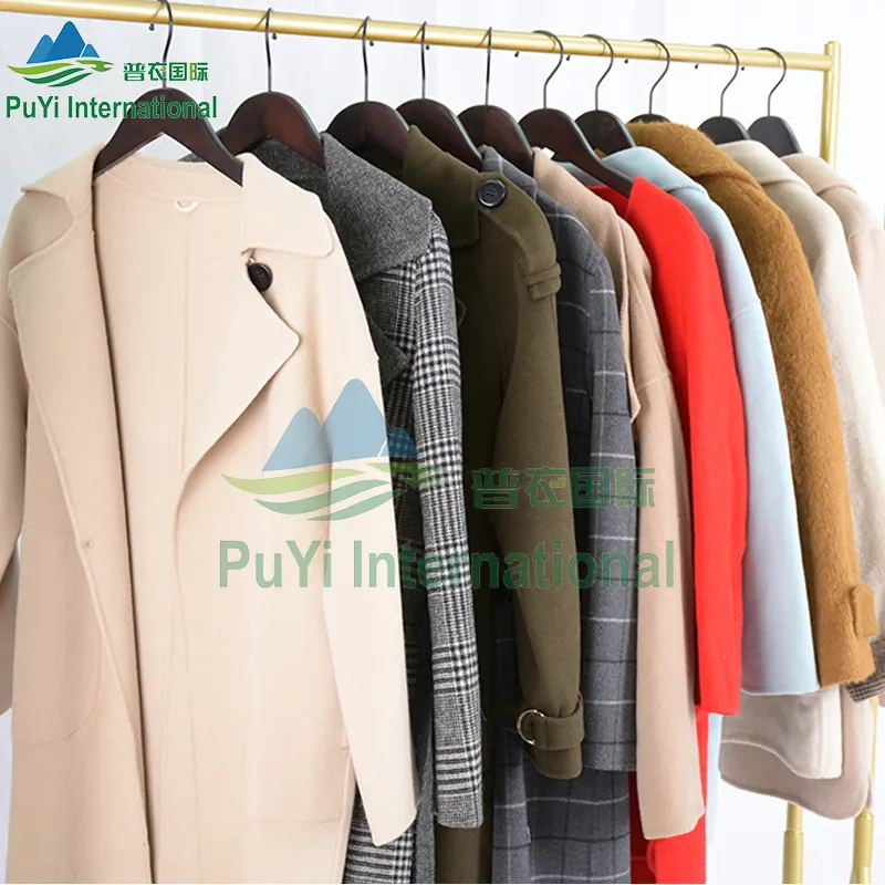 autumn winter Trench Coat Minimalist Long Woolen bulk used clothes second hand clothes used clothing in bales stock