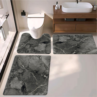 Hotel Luxury Waterproof Non-slip Bath Mat Set Wood Grain Design Upgrade Your Bathroom 5-Star Spa Experience Plush 3 Piece Rug