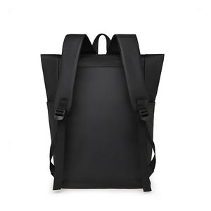 Custom Supply <b>Black</b> Roll Top Schoolbag, Urban Minimalist Business Roll Top Oxford <b>Backpack</b>, Mens Bag - Product Image 3