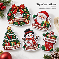Écusson brodé OEM multicolore pour vêtements, motif couronne de Noël, avec bordure contrastante et nœud graphique, pour l'image de marque