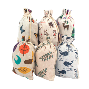 Custom Heavy-Duty 100% Organic Cotton Canvas <b>Drawstring</b> Bag Convenient Letter Pattern Reusable <b>Pouch</b> Rope for Gift Shopping - Product Image 1