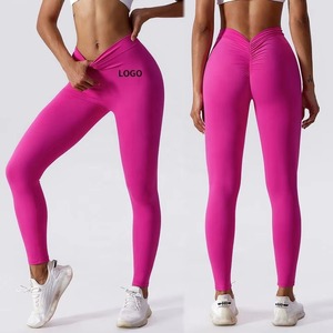 Logo personnalisé Pantalon de yoga taille haute pour femmes Sexy V-Back Scrunch Butt Workout Leggings Logo Fitness Gym Activewear Butt Lifting - Product Image 2