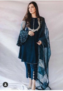 Veste Kurta tendance à manches longues, robe pantalon élégante, tenue de soirée avec des applications, mariage, 2021 - Product Image 2