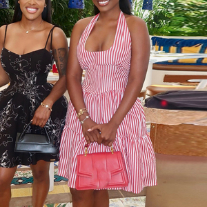 เดรสแฟชั่นแบบผูกคอ พิมพ์ลายดิจิทัล แขนกุด เปิดหลัง ทรงเอไลน์ สำหรับผู้หญิง - Product Image 3