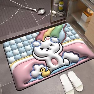Mềm hoa 3D phòng tắm Mat hấp thụ nước lớp phủ chống trượt nhanh chóng khô cho phòng tắm cửa sàn nhà bếp phòng ngủ tảo cát thảm - Product Image 2