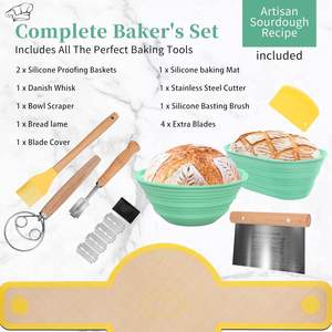 Collapsible Sourdough Proofing Basket Kit Baking Supplies Foldable Silicone Bread Proofing Basket Set for Sourdough - Product Image 3