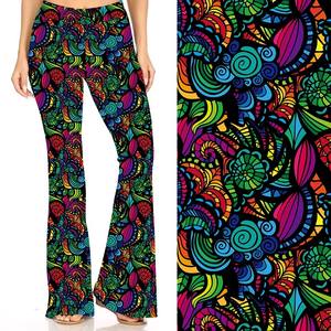 Venta de fábrica de cintura alta de talla grande para mujer con estampado Digital Bell Bottom Black Galaxy <span class=keywords><strong>Vintage</strong></span> Flare pantalones de pierna ancha Pantalones - Product Image 6