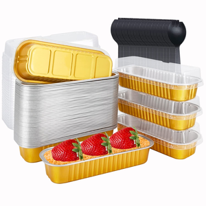 Eco-friendly Recyclable Aluminum <b>Foil</b> Food <b>Container</b> 200ml Disposable Tray with Lid for Hot Cold Food Takeaway and Meal Prep - Product Image 1